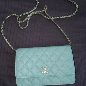 CHANEL Quilted Crossbody Bag - Light Blue